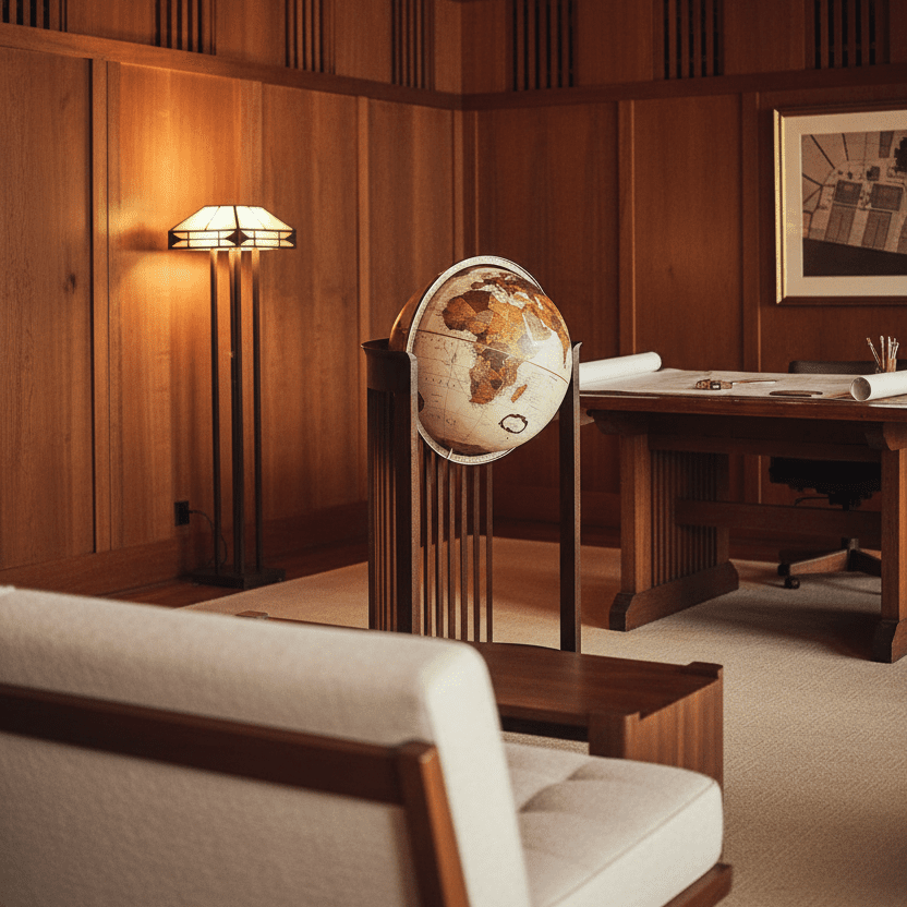 Replogle Barrel 16 - Inch Bronze Metallic Floor Globe (Frank Lloyd Wright Collection) - Floor Globes - GlobeStore.com - 27823