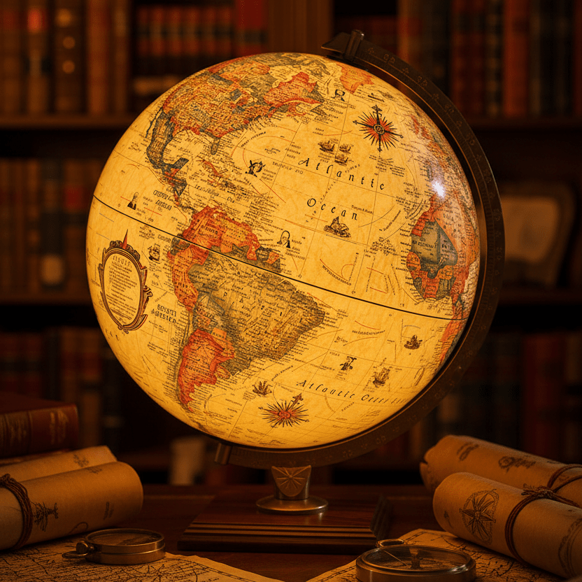 Replogle Carlyle 12 - Inch Illuminated Antique Desktop Globe - Desk Globes - GlobeStore.com - 83502