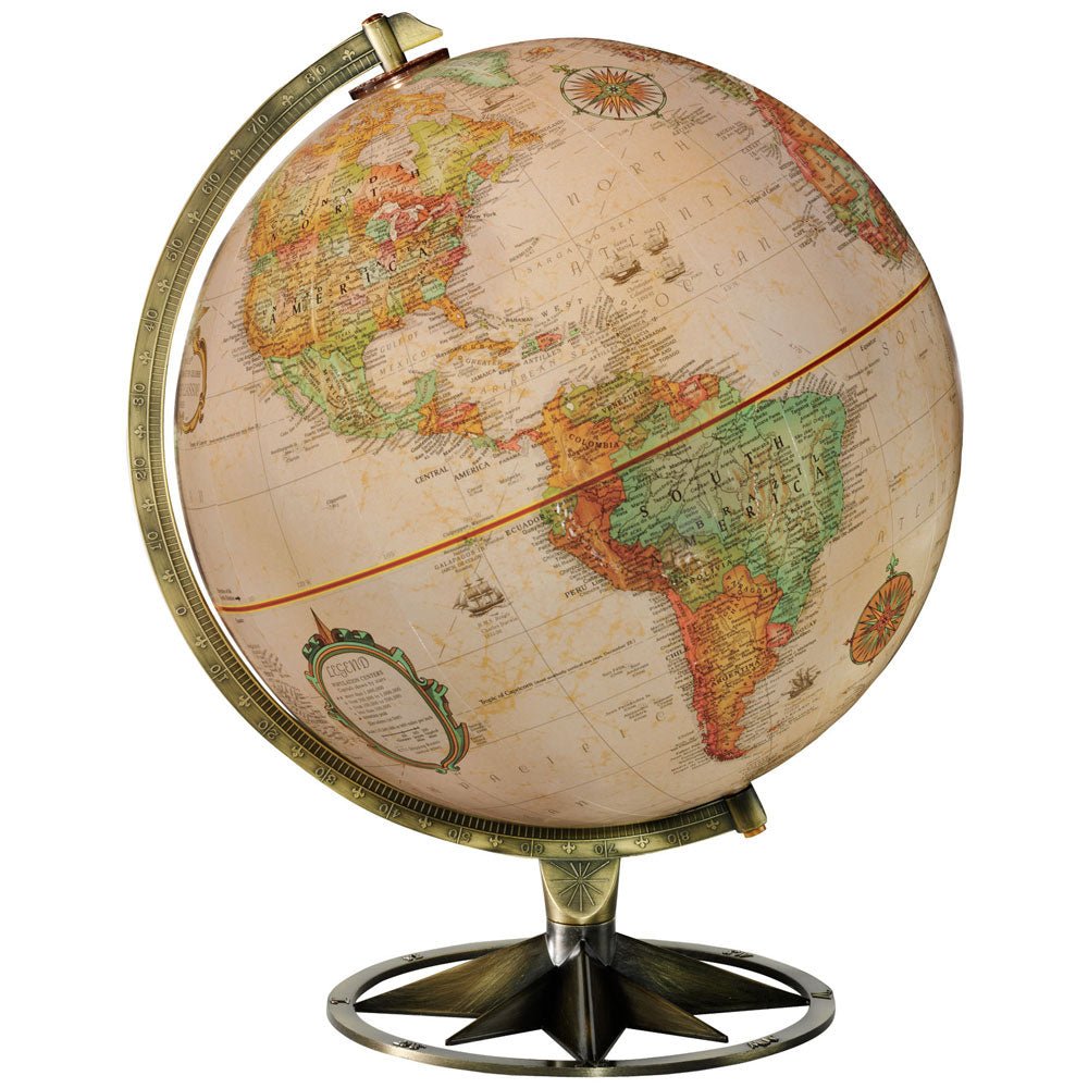 Replogle Compass Rose 12 - Inch Antique Ocean Raised Relief Desktop Globe - Desk Globes - GlobeStore.com - 36518