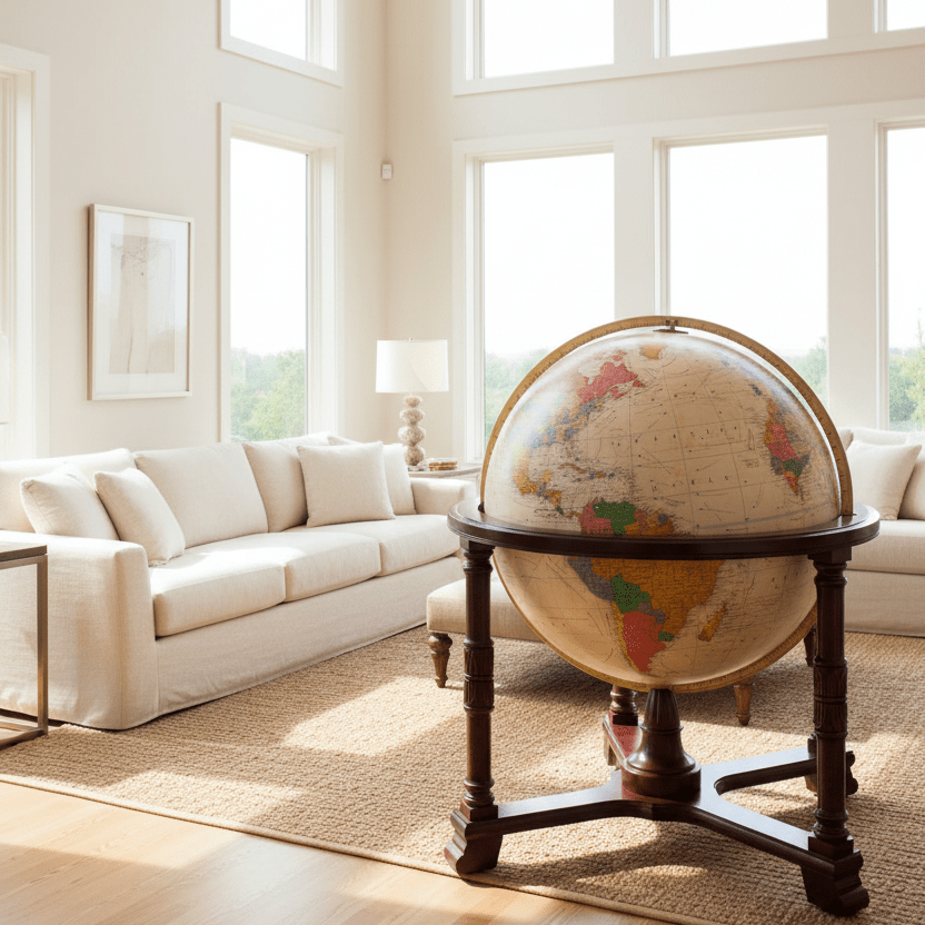 Replogle Diplomat 32 - Inch Antique Ocean Illuminated Floor Globe - Floor Globes - GlobeStore.com - 65225