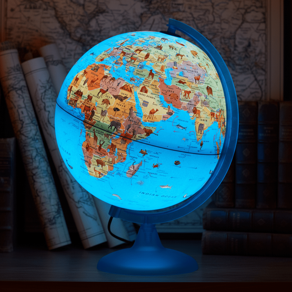 Waypoint Geographic Safari Explorer Blue Animals 10 - Inch Illuminated Globe - Globes for Kids - GlobeStore.com - WP12101