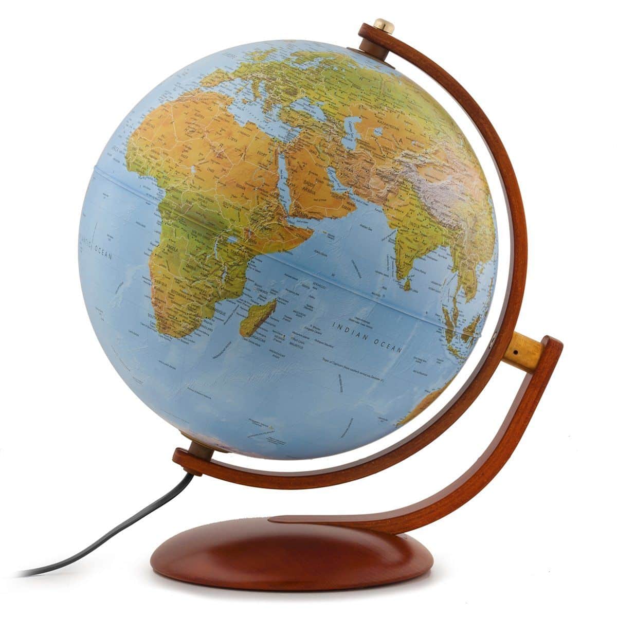 Waypoint Geographic Gibraltar 12-inch illuminated globe with solid wood stand and full swing meridian
