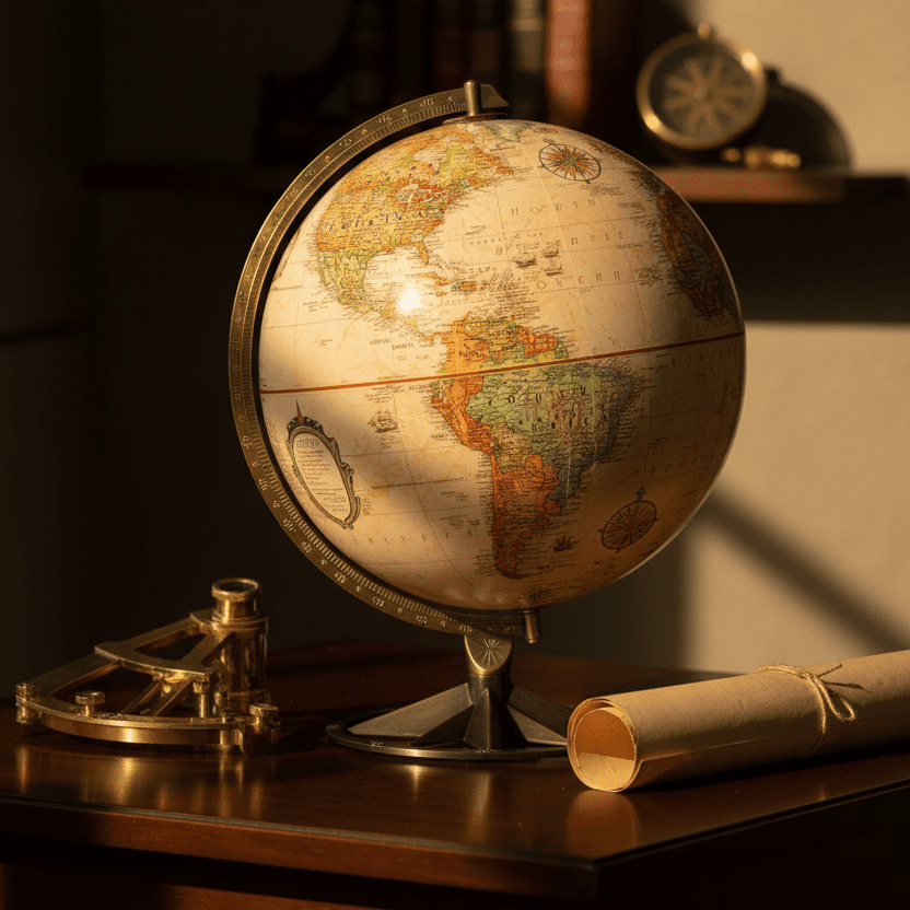 Replogle Compass Rose 12 - Inch Antique Ocean Raised Relief Desktop Globe - Desk Globes - GlobeStore.com - 36518