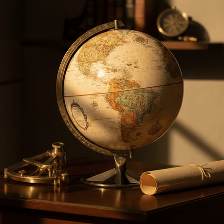 Replogle Compass Rose 12 - Inch Antique Ocean Raised Relief Desktop Globe - Desk Globes - GlobeStore.com - 36518