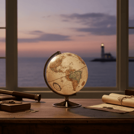 Replogle Compass Rose 12 - Inch Antique Ocean Raised Relief Desktop Globe - Desk Globes - GlobeStore.com - 36518