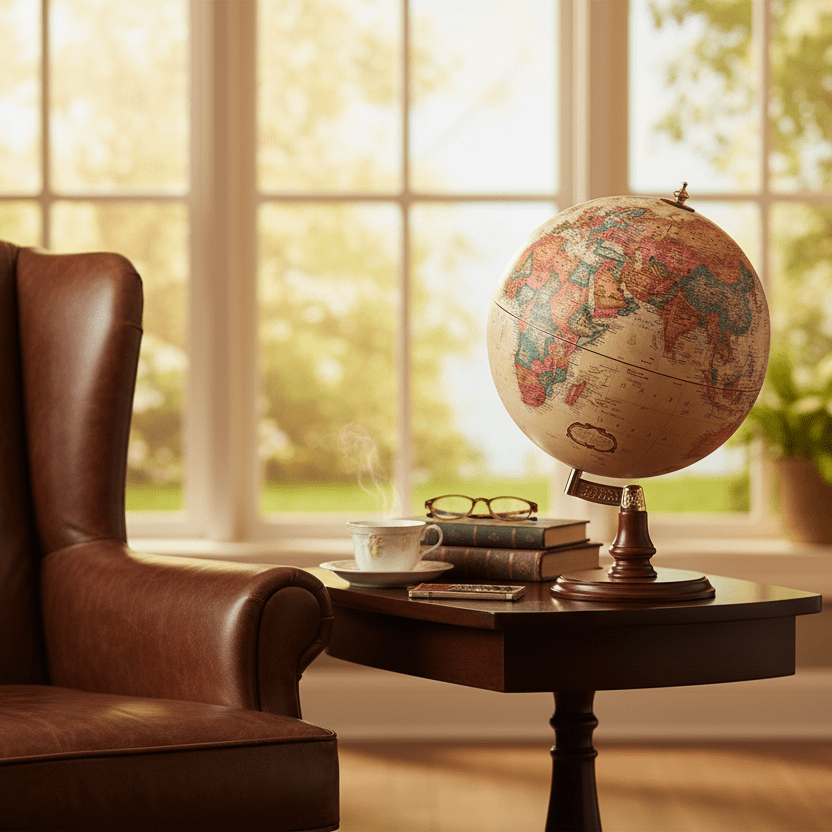 インテリア木製看板GLOBE検)アドバタイジングガレージUSA60s70s Replogle Cranbrook 12-Inch Antique Ocean Raised Relief Desktop