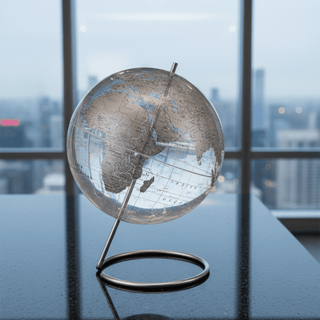 Replogle Crystal Marquise 12 - Inch Clear & Silver Desktop Globe - Desk Globes - GlobeStore.com - 80506