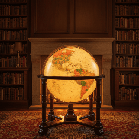 Replogle Diplomat 32 - Inch Antique Ocean Illuminated Floor Globe - Floor Globes - GlobeStore.com - 65225