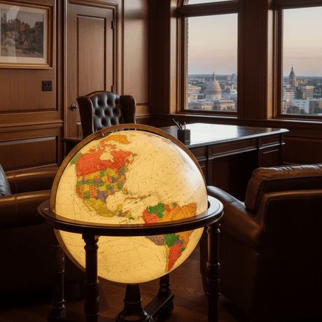 Replogle Diplomat 32 - Inch Antique Ocean Illuminated Floor Globe - Floor Globes - GlobeStore.com - 65225