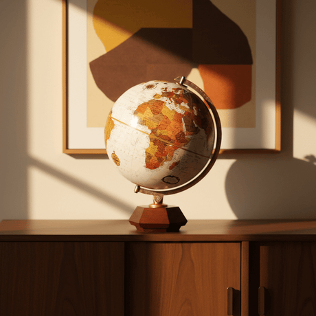 Replogle Hexhedra 12 - Inch Bronze Metallic Desktop Globe (Frank Lloyd Wright Collection) - Desk Globes - GlobeStore.com - 37539