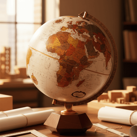 Replogle Hexhedra 12 - Inch Bronze Metallic Desktop Globe (Frank Lloyd Wright Collection) - Desk Globes - GlobeStore.com - 37539