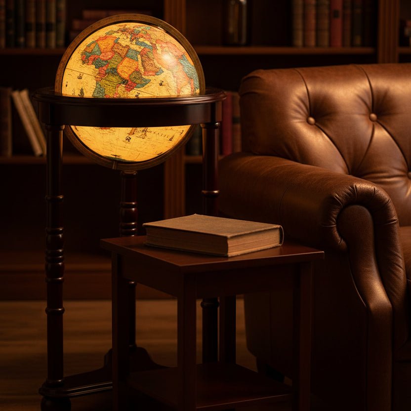 Replogle Lancaster 12 - Inch Illuminated Floor Globe (Antique Ocean) - Floor Globes - GlobeStore.com - 85801
