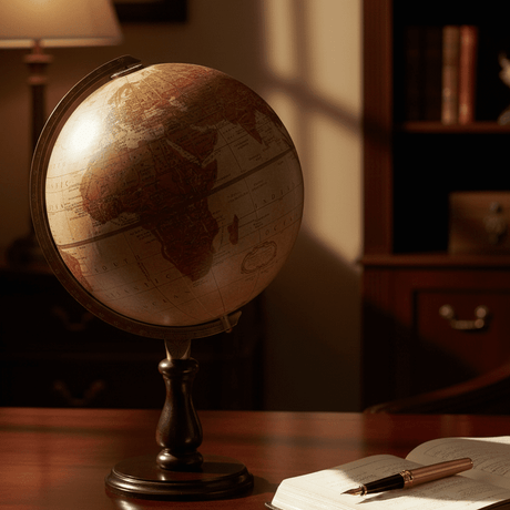 Replogle Leather Expedition 12 - Inch Genuine Leather Raised Relief Desktop Globe - Desk Globes - GlobeStore.com - 35522