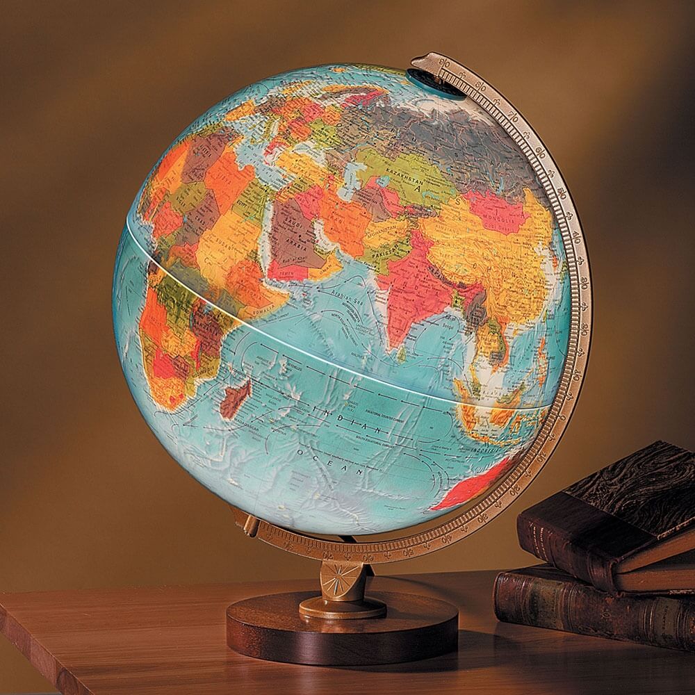 Replogle Livingston 12 - Inch Illuminated Blue Ocean Desktop Globe with Raised Relief - Desk Globes - GlobeStore.com - 86506