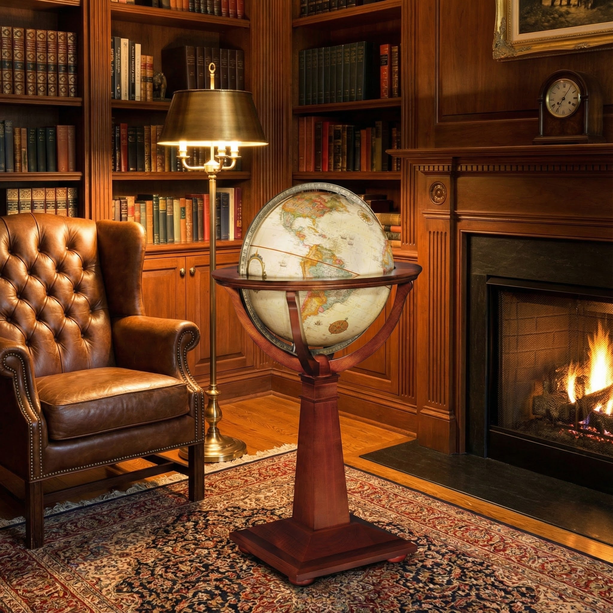 Replogle Logan 16-Inch Antique Ocean Floor Globe with Inlaid Wood