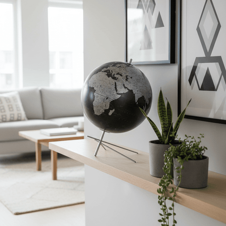 Replogle Mikado 12 - Inch Slate Grey Desktop Globe with Stainless Steel Base - Desk Globes - GlobeStore.com - 85000