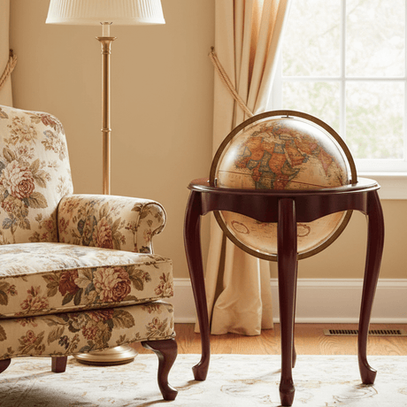 Replogle Queen Anne 16 - Inch Antique Ocean Raised Relief Floor Globe - Floor Globes - GlobeStore.com - 22719