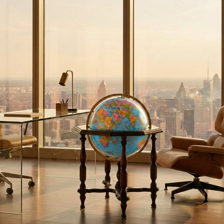 Replogle Statesman 20 - Inch Blue Ocean Illuminated Floor Globe - Floor Globes - GlobeStore.com - 65125