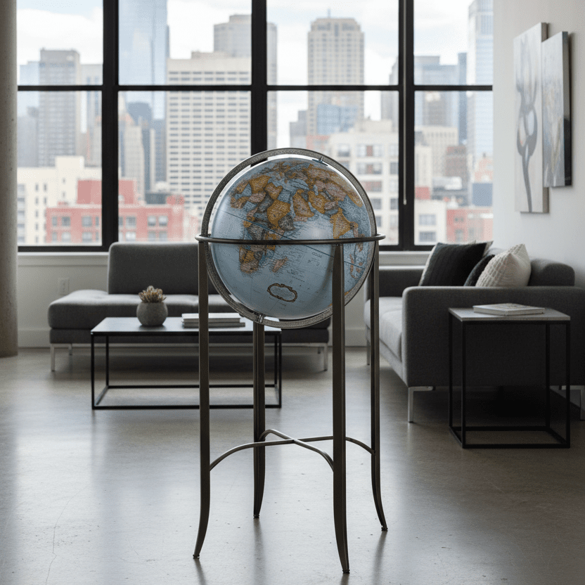 Replogle Trafalgar 16 - Inch Blue Ocean Raised Relief Floor Globe - Floor Globes - GlobeStore.com - 26807