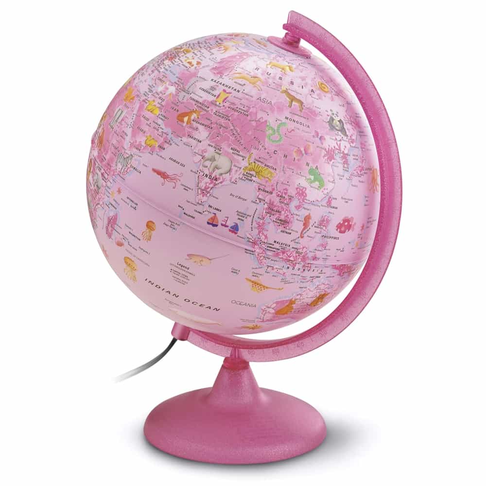 Waypoint Geographic Safari Explorer Pink Animals 10 - Inch Illuminated Globe - Globes for Kids - GlobeStore.com - WP12102