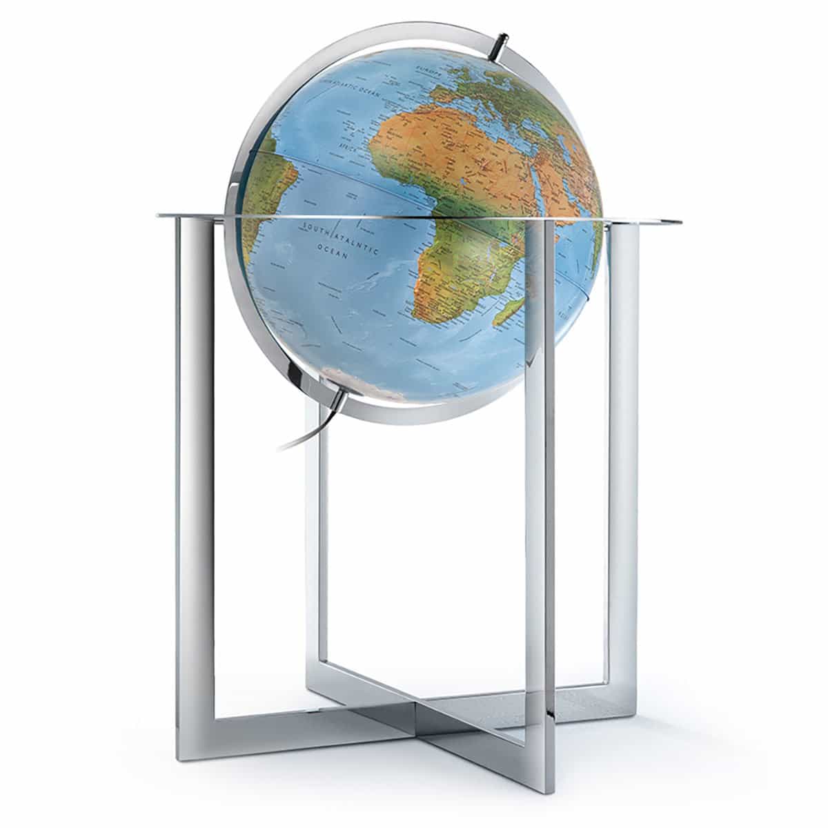 Waypoint Geographic Maranello 20-inch illuminated floor globe with modern silver metal stand
